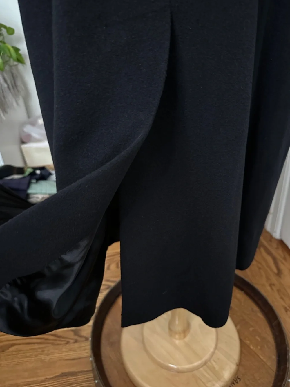 L.L.Bean Wool Cashmere Overcoat Black Long Minimalist Classic Quiet Luxury 2X - Picture 9 of 15